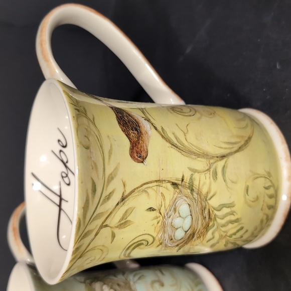 Square One,Kate Mcrosite Set Of 3 Nature's Nest Joy,Hope,Love Coffee Mugs. - Picture 3 of 14